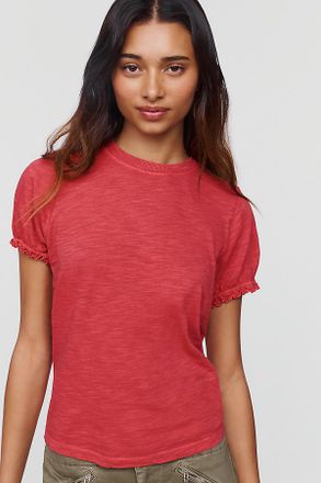 Pilcro Bennie 100% Cotton Slim Puff Sleeve Tee