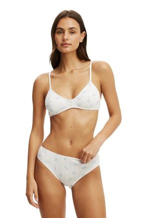 Cotton On Womens Cotton Pointelle Triangle Padded Bralette in Riley Floral White at Nordstrom, Size X-Large