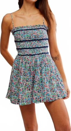 Free People Bali Checked Out Printed Romper In Gardenia Combo