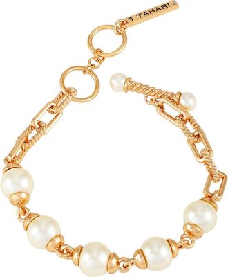 T Tahari Imitation Pearl Toggle Bracelet in Goldtone at Nordstrom Rack