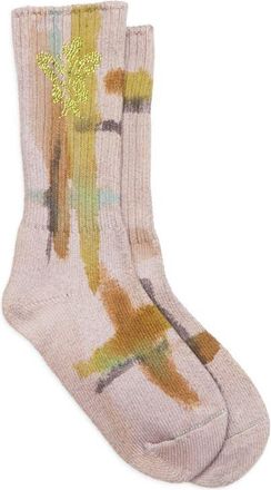 Collina Strada Crystal Embellished Organic Cotton Crew Socks in Painted Fog at Nordstrom