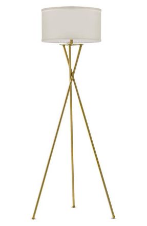 Brightech Jaxon 60 Smart Home Compatible LED Twisted Tripod Floor Lamp in Brass at Nordstrom
