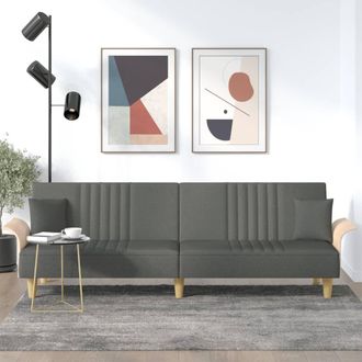vidaXL Sof&aacute; Cama Con Reposabrazos Tela Gris Oscuro Vidaxl