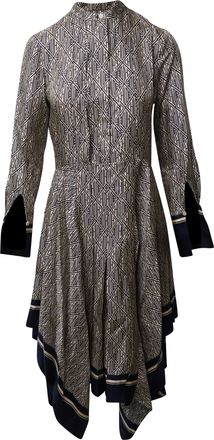 Chlo&eacute; Chloe Logo Pattern Print Dress in Beige Silk