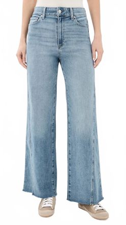 Paige Anessa Twisted Seam Raw Hem High Waist Wide Leg Jeans In Explorer