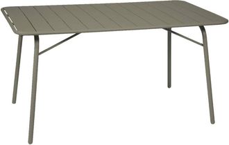 Sweeek 4-seater metal folding garden table 140cm, Amelia 140cm, Khaki Green, 141.2x80x72.5 cm
