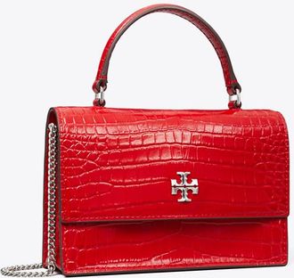 Tory Burch Womens Mini Kira Croc-Embossed Top-Handle Crossbody, One Size
