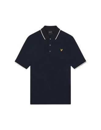 Lyle & Scott Mens Lyle & Scott Tipped Collar Navy Blue Polo Shirt - Black - Size: 36