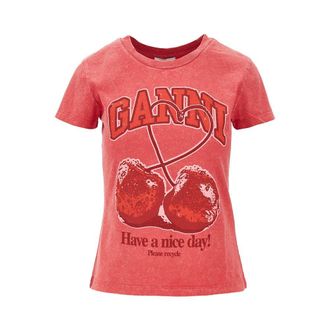 Ganni Jersey T-shirt with Cherry print Woman S