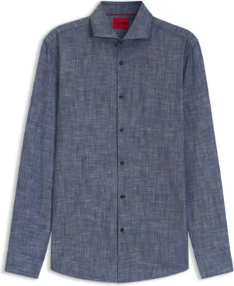 HUGO BOSS Slim-fit shirt in cotton and linen