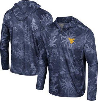 Colosseum Mens Colosseum Navy West Virginia Mountaineers Palms Printed Lightweight Quarter-Zip Hooded Top at Nordstrom, Size Medium