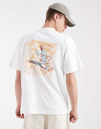 Lacoste T-shirt bianca con stampa dipinto sul retro-Bianco