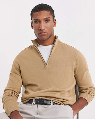 Jacamo Cotton 1/4 Zip Funnel Knit Top