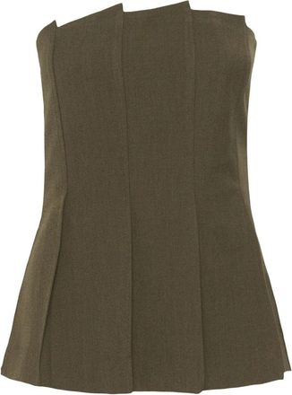 Gestuz Stacy Pleat Corsage - Dames - Tops zonder mouwen - Bruin - XL - Leer - Tops