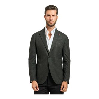 Mulish Jassen, Heren, Groen, S, Groene single-breasted jas met speld