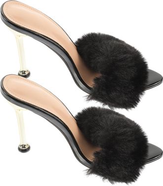 SOLUSTRE Womens Black Pointed Toe High Heel Sandals, Chic Summer Shoes for Women, Size 39, Elegant Heeled Sandals for Party and Evening Wear