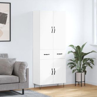 vidaXL Credenza Bianca 69,5x34x180 cm in Legno Multistrato - Vidaxl