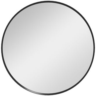 HOMCOM Circle Wall Mirror - 61 cm Round Bathroom Mirror for Living Room - Bedroom - Hallway - Black | TJ Hughes Brown