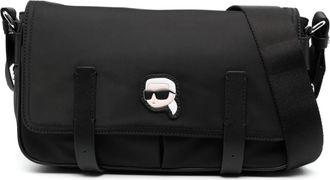 Karl Lagerfeld Ikonik Karl patch shoulder bag - women - Polyurethane/Polyester/Recycled Polyamide - One Size - Black