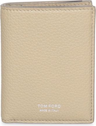 Tom Ford Grain Leather Card Holder - Heren - Portefeuilles - Beige - ONE Size - Leer - Accessoires