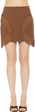 Alexia Admor Lior Fringe Grommet Mini Skirt in Brown at Nordstrom, Size 12