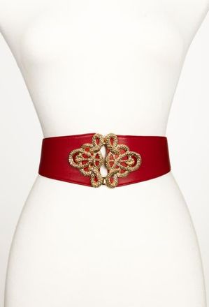 Raina Christian Corset Leather Belt in Red at Nordstrom, Size Medium