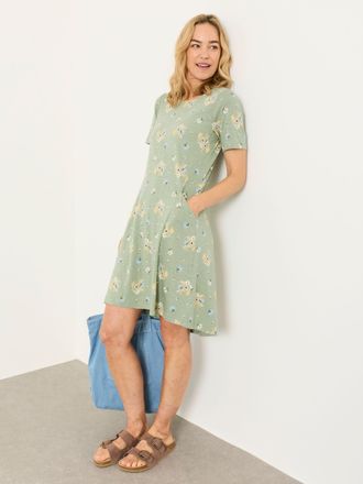 Fat Face FatFace Simone Sage Green Posie Petite Jersey Dress