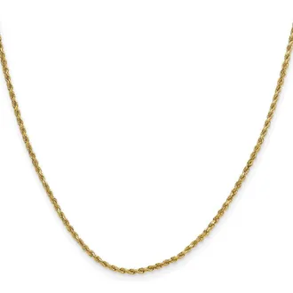 Diamond2Deal 10k Yellow Gold 2mm Semi-solid Diamond-Cut Rope Chain Necklace