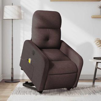 vidaXL Vidaxl - Sill&oacute;n Masaje El&eacute;ctrico Reclinable Elevable Tela Marr&oacute;n Oscuro