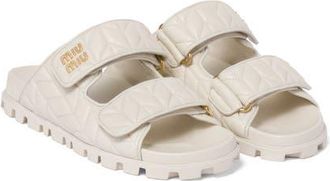 Miu Miu Matelassé Double Strap Slide Sandal in Bianco at Nordstrom, Size 11Us