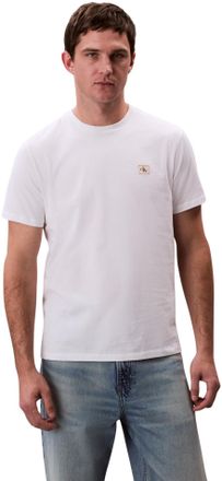 Calvin Klein Mens Short Sleeve Badge Classic Cotton Jersey T-Shirt, White (Bright White), XL