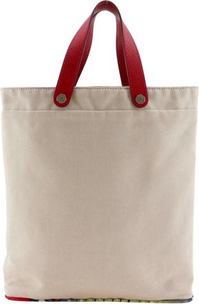 Herm&egrave;s Beige Toile H Silk Handbag Tote Bag (Pre-Owned)