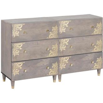 vidaXL Vitrina 2 Pcs Gris 60 X 33.5 X 75 Cm Madera Maciza De Mango Vidaxl