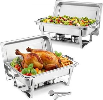 OEM Juego De Platos De Frotamiento Rectangulares 2 X 8,6 L, Calentador De Buffet De Acero Inoxidable De Grado Alimenticio, Calentador De Alimentos Para Ma