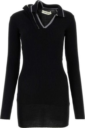 Y / Project Zwarte wollen mini jurk - Dames - Korte kleedjes - Zwart - S - Wol - Kleedjes