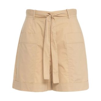 Liu Jo Short Shorts, female, Beige, Size: S Beige Popeline Shorts with Rolled Cuffs