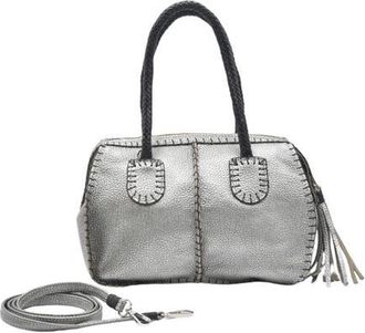 Carlos Falchi Mini Barrel Top Grain Leather Bag in Roman Chrome at Nordstrom