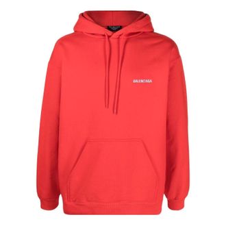 Balenciaga Back Logo Hoodie Regular Fit Bright Red 600583TMVF53168