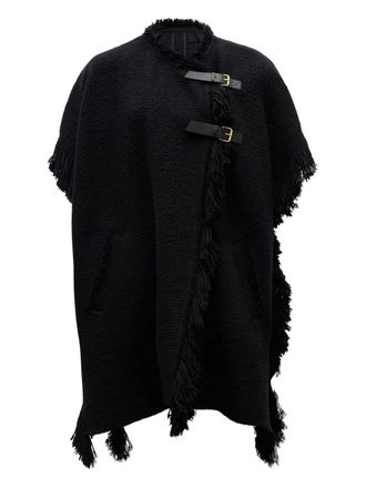 Isabel Marant fringed buckled poncho - Black