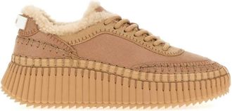 Chlo&eacute; Brown Textured Nama Sneakers