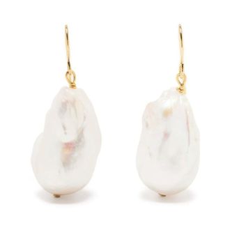Jil Sander Gold and White Grainy Earrings