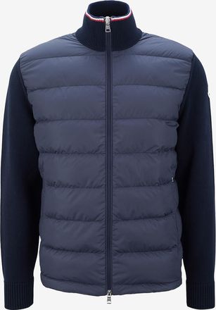 Moncler Baumwollcardigan mit Daunenteilen und dreifarbigen Streifendetails