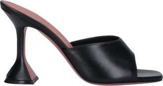 Amina Muaddi Black Lambskin Leather Pumps With Sculptural Heel