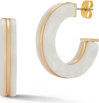 Sphera Milano Resin Hoop Earrings in Gold/White at Nordstrom Rack