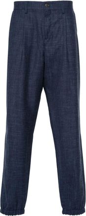 Canali chambray wool-blend trousers - men - Silk/Wool/Linen/Flax - 46 - Blue