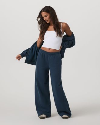 Vuori Clothing Restore Ultra Wideleg Sweatpant - Long | Ocean Blue | XS, Size Extra Small