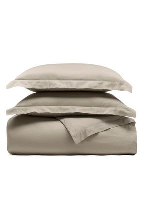 Boll & Branch Percale Hemmed 300 Thread Count Duvet Cover & Shams Set in Oak at Nordstrom, Size King