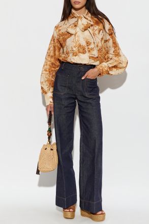 Victoria Beckham Flared Leg Jeans, Womens, Navy Blue