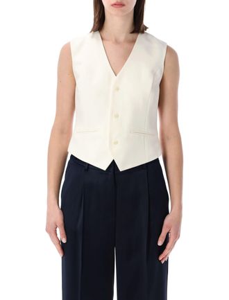 Anine Bing Mario Cropped Tailored V Neck Vest