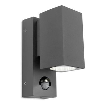 Netlighting Dino LED 1 Light Single Outdoor Wall Light Light PIR Graphite IP44 in Black